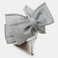 thumbnail image 5 of FSJ Women Chic Rhinestone Pearl Mesh Bow Knot Sandals Open Toe One Strap Stiletto Heels Pumps Bridal Wedding Dress Shoes Size 15 Gray, 5 of 5
