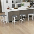 thumbnail image 2 of Gymax 24'' Upholstered Bar Stools Set of 4 Home Kitchen Stools w/ Solid Wood Support Legs Gray & White, 2 of 10