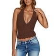 thumbnail image 4 of Babysbule Women's Halter V Neck Lace Tank Top Sleeveless Cropped Scalloped Hem Casual Summer Fashion Blouse for Dating Party Daily Wear, 4 of 8
