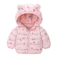 thumbnail image 2 of Bmisegm Puffer Jacket Girls Down Winter Coat Soft Hooded Ears Design Floral Zipper Long Sleeve Warm Thickened Outerwear Baby Coat, 2 of 4