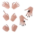 thumbnail image 1 of Modelos de manos con garras a escala 1/6 para figuras femeninas de 12 pulgadas con uñas negras oscuras., 1 of 9