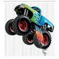 thumbnail image 3 of Ambesonne Cars Shower Curtain, Monster Truck Cool Cartoon, 69"Wx84"L, Aqua Green Black, 3 of 3