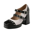 thumbnail image 2 of Wowcloth Mary Jane High Heels for Women - Color Block Platform with Double Buckle Strap, Chunky Heel and Waterproof Sole for Versatile Outfit Choices, 2 of 7