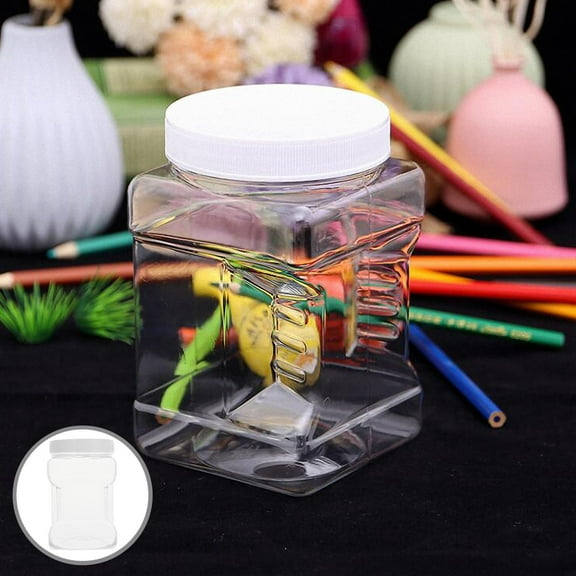 Soimiss 4pcs 1000ml Square Food Storage Containers with Lids Food Grade Plastic Honey Jars