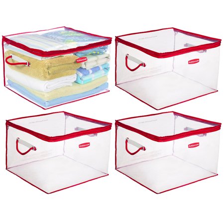 Rubbermaid 4 Pack Flex Plastic Storage Containers With Handles Zipper Storage Bags For Clothes ...