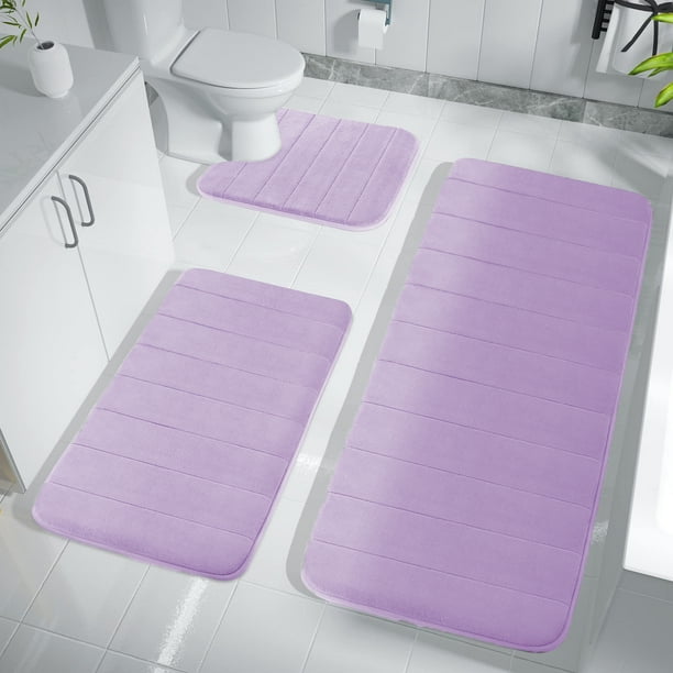 FOINWER Bath Mat Sets 3 Piece,Toilet Mats Soft Comfortable for Tub
