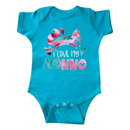 

Inktastic I Love My Nonno Pink and Blue Fox with Hearts Gift Baby Boy or Baby Girl Bodysuit