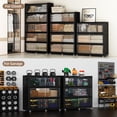 thumbnail image 4 of Collapsible Stackable 240Gal Extra Large Storage Bins with Lids, 3-Pack Rolling Organizer Cabinet with Doors for Home & Closet, Black, 39.4" W, 4 of 7