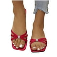 thumbnail image 3 of HomeDM Women's Slide Sandals Square Open Toe Flat Strappy Sandals Summer Slip On Beach Vacation Slides, Hot Pink Size 7.5, 3 of 8