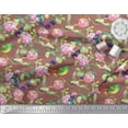thumbnail image 2 of Soimoi Poly Georgette Fabric Leaves,Floral & Hummingbird Bird Print Fabric by Yard 42 Inch Wide, 2 of 3