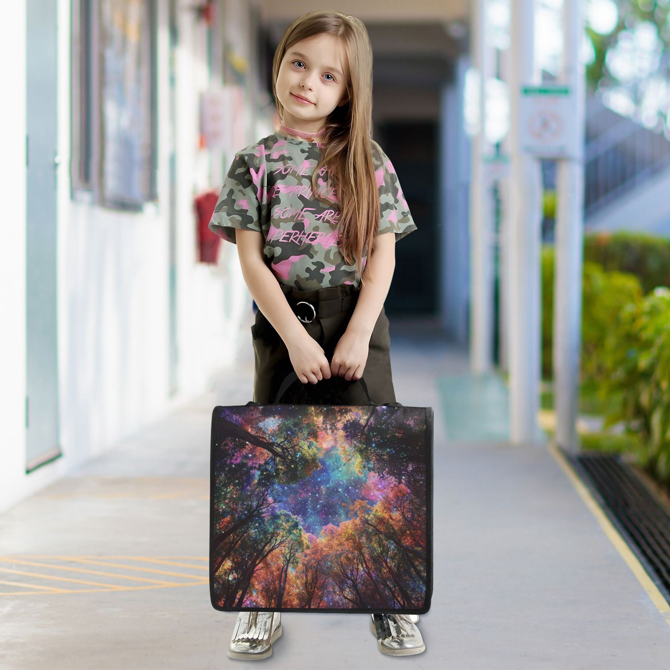 YAZAOO Zipper Binder trapper keeper Documents Organized Design Cosmic Canopy Printed