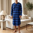 thumbnail image 2 of Purcolt Mens Nightgown Long Sleeve Plaid Print Lounge Sleep Shirt Pajama Nightshirt Soft Loose Sleepwear Comfy Nightwear S-3XL, 2 of 9