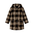 thumbnail image 7 of Qgtaibl Women's Plaid Fleece Hooded Jacket Button Down Buffalo Check Coat with Pockets Loose Fit Warm Casual Outerwear Brown XL, 7 of 7