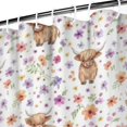 thumbnail image 3 of White Highland Cow Flower Pattern Shower Curtain 72"x84" ,Bathroom Decorative Shower Curtains Set with 12 Hooks,Modern Waterproof Washable Shower Curtain, 3 of 6