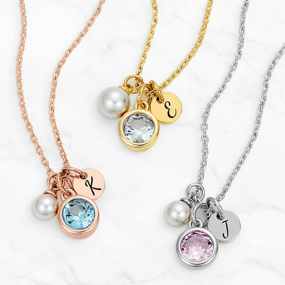 Personalized Planet Crystal and Pearl Cluster Necklace ,Women's