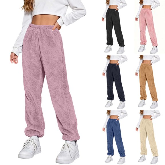 Nilvkv Girls Lounge Pants, Girls Sweatpants, Fleece Lined Joggers with Elastic Waist and Cuffed Legs, designed for Cozy Winter Warmth Purple 11-12 Years