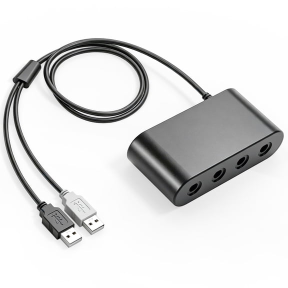 Gamecube Controller Adapter for Wii U, PC Windows, Nintendo Switch/OLED/Switch 2 Gamecube Converter, Support 4 Gamecube Controller to Play Supper Smash Bros with 3.3ft Long Cable