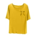 thumbnail image 3 of Fall Saving! HVOBTTY Women's Short Sleeve Pajama Top, Pajama Top for Women, Women's Soft Solid Color Round Neck Short Sleeve Homewear Pajama Tops Yellow, XXL, 3 of 4