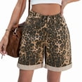 thumbnail image 2 of Womens Jean Shorts Knee Length Trendy Y2k High Waisted Wide Leg Casual Summer Shorts with Pockets Leopard Print S, 2 of 8
