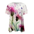 thumbnail image 4 of T-shirts pour Femmes Mode Femme Col Rond Été Manches Courtes Blouse T-Shirt Décontracté Imprimé Hauts Blouses pour Femmes Habillées en Solde, 4 of 4