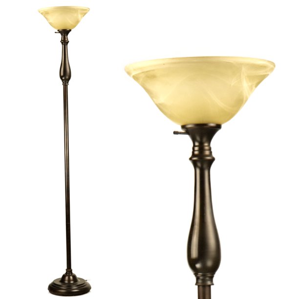 Traditional Floor Lamp With Alabaster Glass Shade Bronze Finish Com Traditional Floor Lamp With Alabaster, Torchiere Floor Lamp With Alabaster Glass Shade