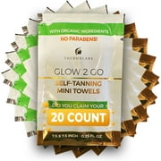 Tan Towel Glow2Go Original Self Tan Towelettes, Sunless Tanning Towels XL for Quick Sun Glow on the Go, Fair to Medium Half Body Self-Tanning Wipes, 20 Pack