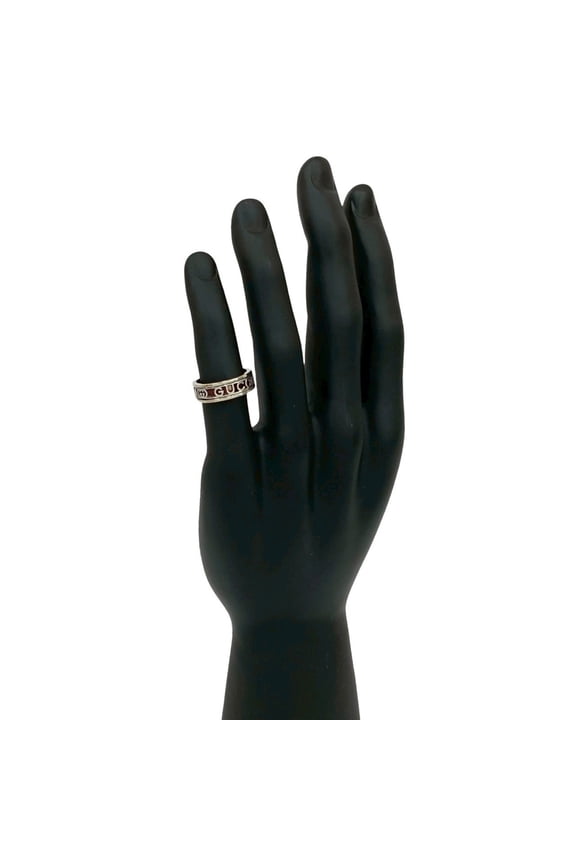 Pre-Owned GUCCI Gucci Logo Silver 925 Ring, Size 12, for Men and Women, 92267 (Good)