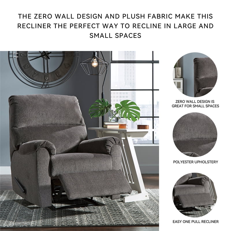 Signature Design by Ashley Nerviano Zero Wall Recliner in Gray