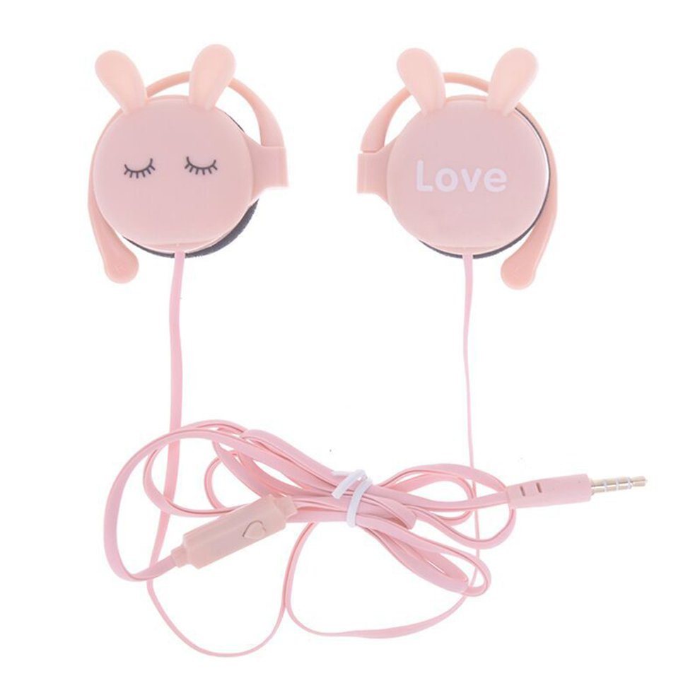 TOP.E Cartoon Rabbit Hanging Ear Headphones Earphone Ear Hook Earphone