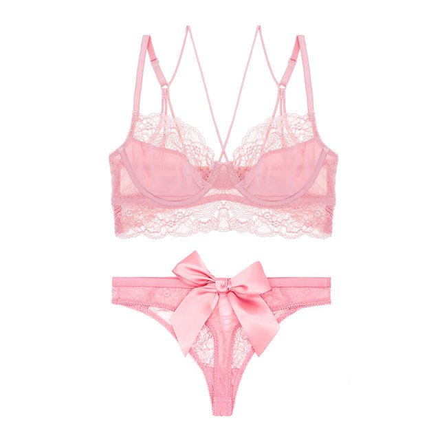 Varsbaby Soutien-Gorge à Armatures Non Doublé et Ensembles de Strings avec Nœud pour Femmes