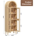 thumbnail image 3 of 71" Tall Arched Cabinet with Acrylic Glass Door, Modern Curio Arched Bookcase, Display Cabinet Organizer, Kitchen Pantry with Top-Opening Storage Container for Living Dining Room, Natural, 3 of 6