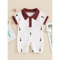 thumbnail image 2 of FEORJGP Infant Baby Boy Summer Jumpsuit 3M 6M 12M 18M 24M Toddler Short Sleeve Romper Lapel Collar Graphic Print Bodysuit Newborn Shirt Playsuit Cute Soft Comfy Sweet Clothes, 2 of 7