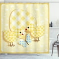 thumbnail image 1 of Ambesonne Cartoon Shower Curtain, Farm Animals and Plaid Egg, 69"Wx75"L, Pale Yellow Pale Blue, 1 of 3