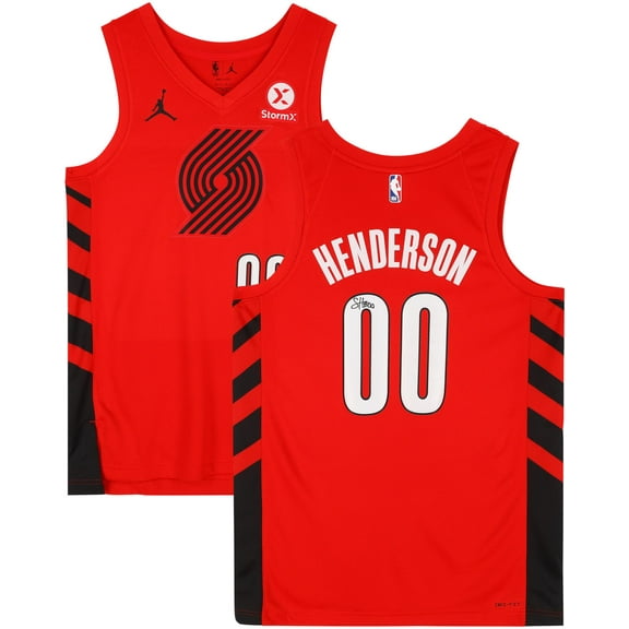 Scoot Henderson Portland Trail Blazers Autographed Red Jordan Brand Swingman Jersey - Fanatics Authentic Certified