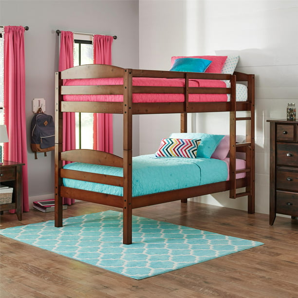 Better Homes & Gardens Leighton Wood Twin Over Twin Bunk Bed 