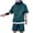 Green, variant on Xioeram 2Pcs/Set Men Casual Outfit Hooded Zipper Neckline Short Sleeve T-shirt Elastic Waist Wide Leg Shorts Set Solid Color Loose Fit Outfit
