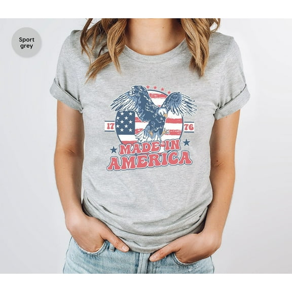 USA shirt, Summer BBQ t-shirt, Red White and Blue, Made in America Tee, Women's 4th of July, Fourth of July Shirt T-Shirt, 1776 Tee, SL2430