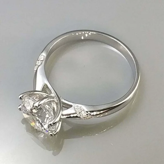 Round Cut Simulated Diamond Engagement Solitaire Ring In 14k White Gold Plated
