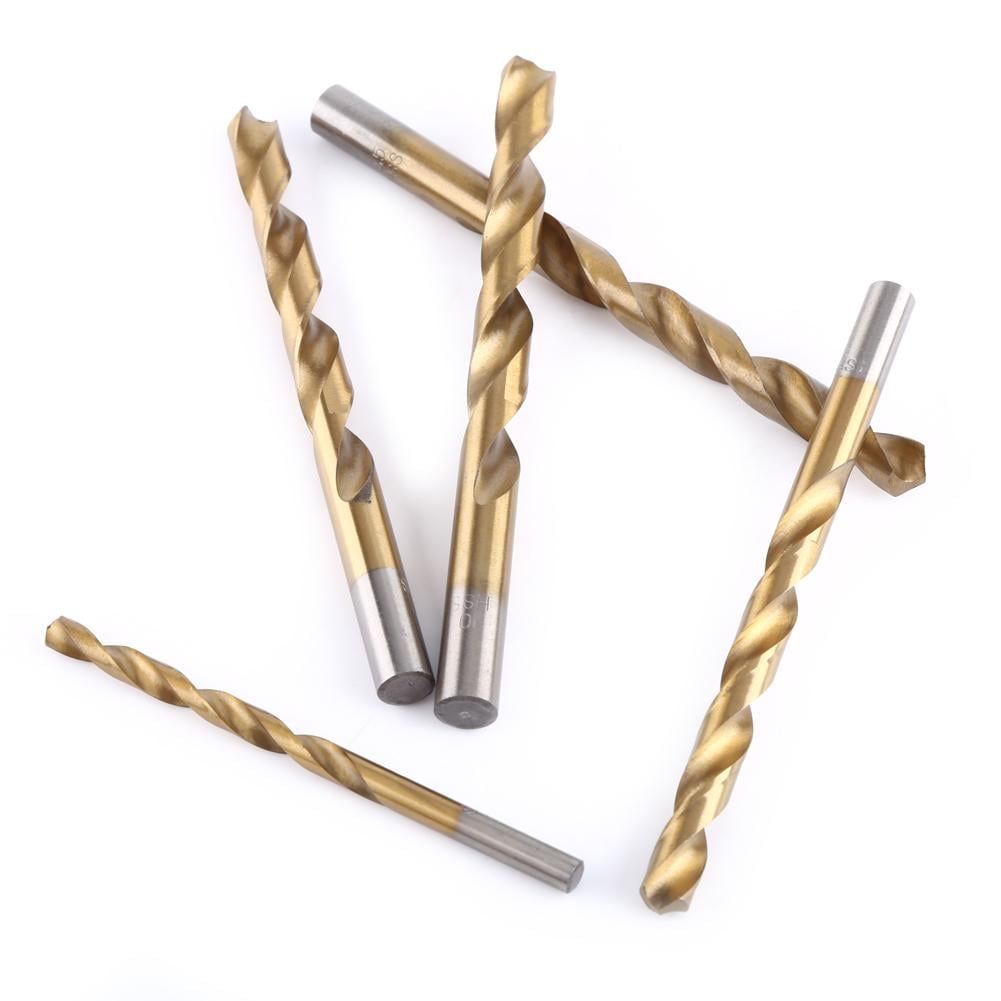 OTVIAP 19PCS Spiral Drill Bit, High Speed Steel Titanium Coated Twist