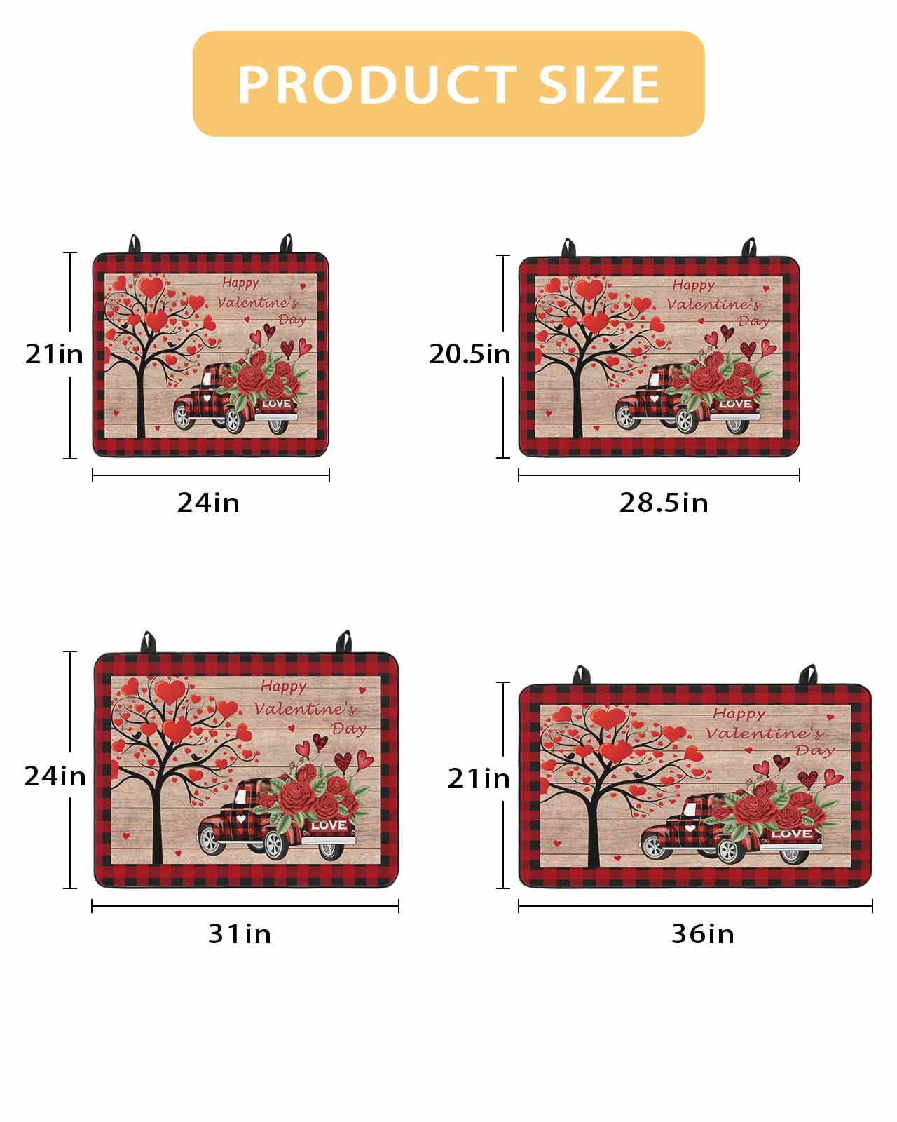 Large Induction Cooktop Protector Mat Roses Valentine's Day Stove Top Covers for Electric Stove, Love Heart Truck Wooden Vintage Decorative Stove Burner Cover Mats, Glass Top Stove Cover