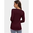 thumbnail image 6 of Womens Fall Deep V Neck Long Sleeve Shirts Modal Slim Fit Basic Tee Tops, 6 of 6