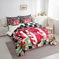 thumbnail image 3 of jejeloiu Christmas Gifts Bedding Comforter Set 7pcs,Xmas Berry Queen Bedding Sets,Black Red Green Queen Sheet Sets For Boy Kids,Microfiber Bedroom Decor Reversible, 3 of 8