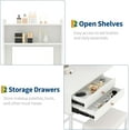 thumbnail image 2 of IDEALHOUSE White, 2 Drawers, Dressers Vanity Table, Fold-Out Panel, Mirror, Open Shelving, Metal Frame, Stool, 2 of 8