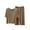 Khaki, variant on SHTXOZHI Women's Ruffle Pajama Set Solid Color Comfortable Cropped Pants Soft Breathable Short Sleeve Sleepwear