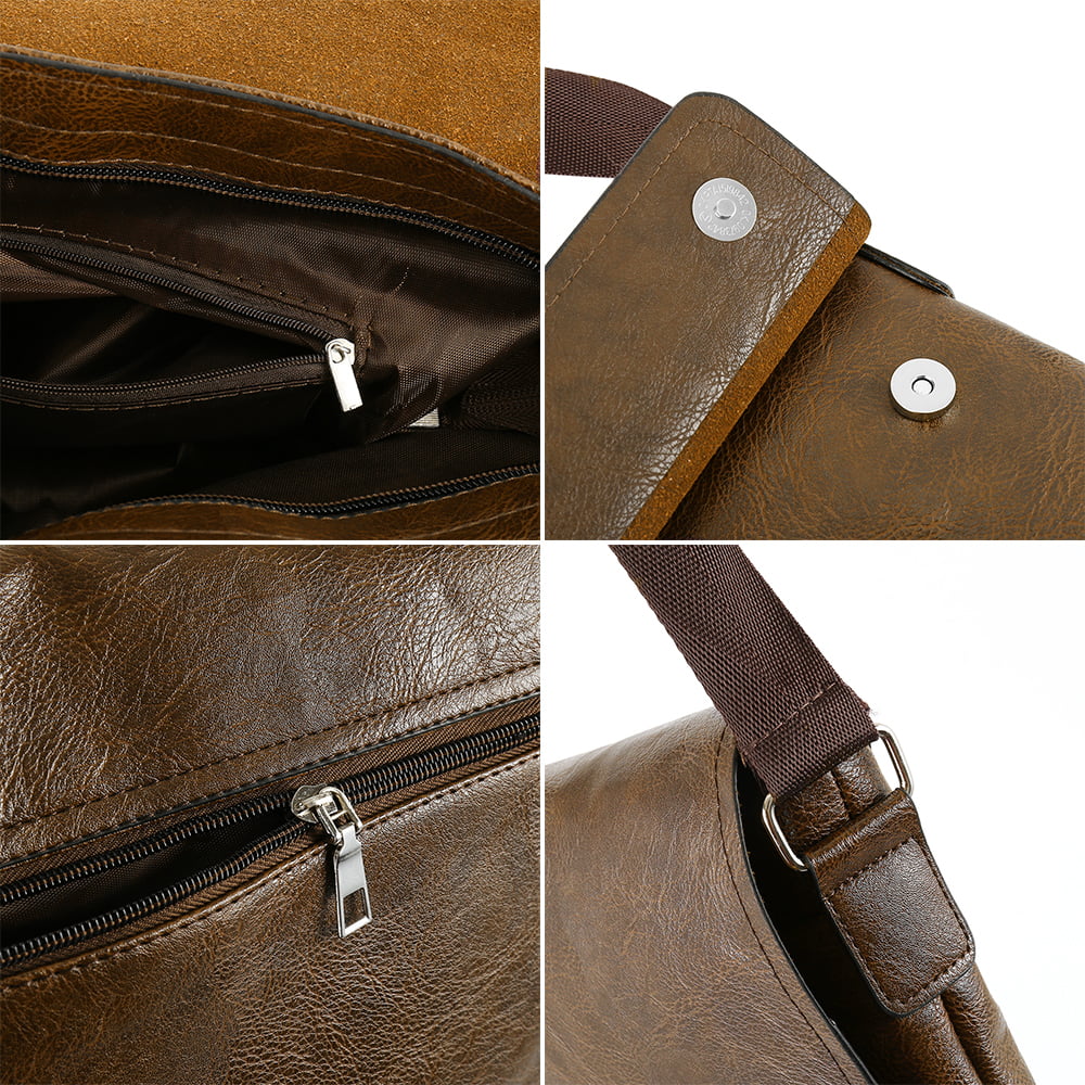 Nktier Men's Genuine Leather Handbag Shoulder Bag Fashion Cross Body Messenger Business, Size: 25, None
