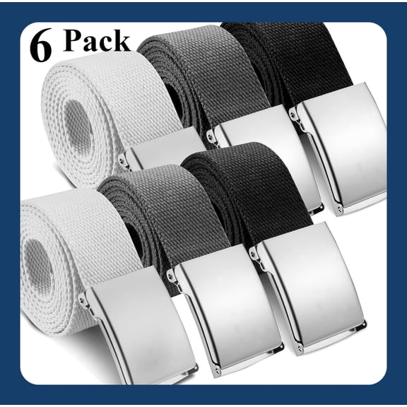 6 Pack Golf Belts for Men Men's Golf Web Belt Nylon Web Belt Size up to 55" Adjustable Solid Nylon Belt