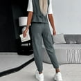 thumbnail image 4 of AOMPMSDX Womens Elegant Solid Color Suit Vest Tank Cardigan Pockets Tops Wide Leg Pants Suit Grey L, 4 of 6
