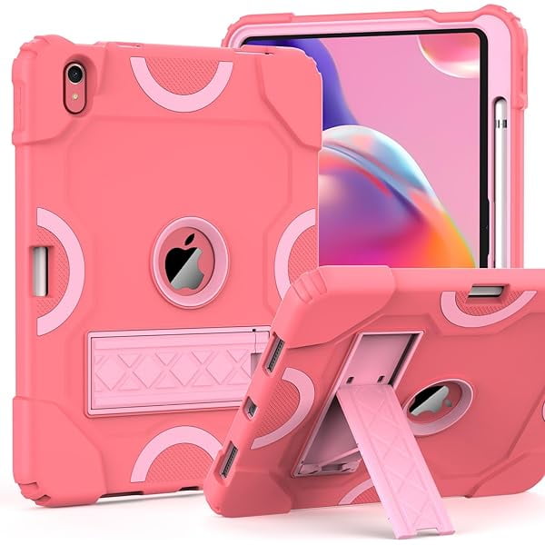 Chenchen for iPad A16 11th Generation 2025 / 10th Gen Case 2022, for 11 Inch / 10.9 Inch iPad Case with Pencil Holder Heavy Duty Rugged Protective Cover with Kickstand Rose Pink