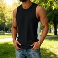 thumbnail image 2 of Men's Color-Block Sleeveless Performance Muscle Top Cooling Quick Dry Nylon Spandex Round Neck Elastic Athletic Tank Top for Gym Running Training Walking Fitness | Zenithor,Black L, 2 of 9