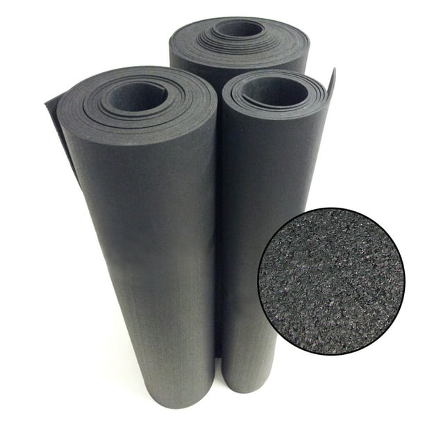 RubberCal "Recycled Flooring" 1/4 in. x 4 ft. x 8 ft. Black Rubber